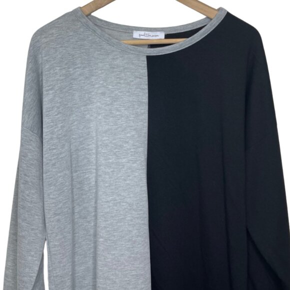 Two-Tone Gray and Black Long Sleeve Top - Picture 2 of 10